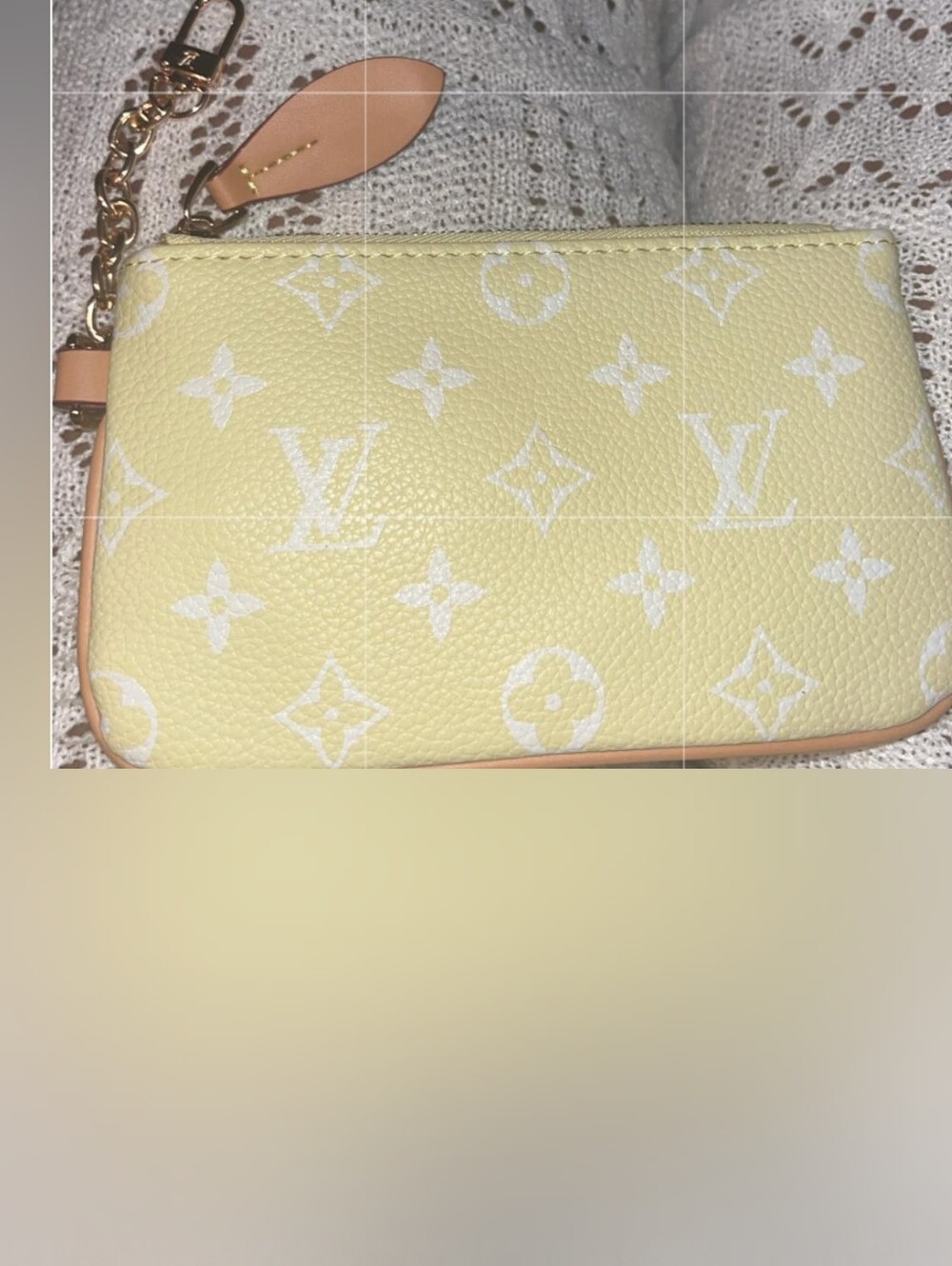 Tommy Hilfiger Yellow Leather Wristlet with White Monogram
